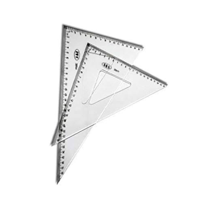 طقم مثلثات رسم هندسي أكريليك شفاف 30 سم (30/60 و 45/90) مقوى