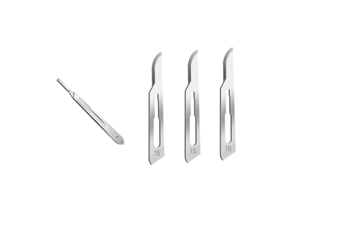 Surgical Scalpel Blades Size 15 (Pack of 100) + High-Quality Handle No. 3