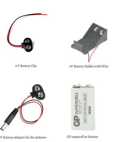 Complete 9V Power Supply Kit (GP 9V Battery + 3 Adapter Connectors)